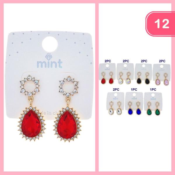 RHINESTONE DANGLE EARRING (12 UNITS)