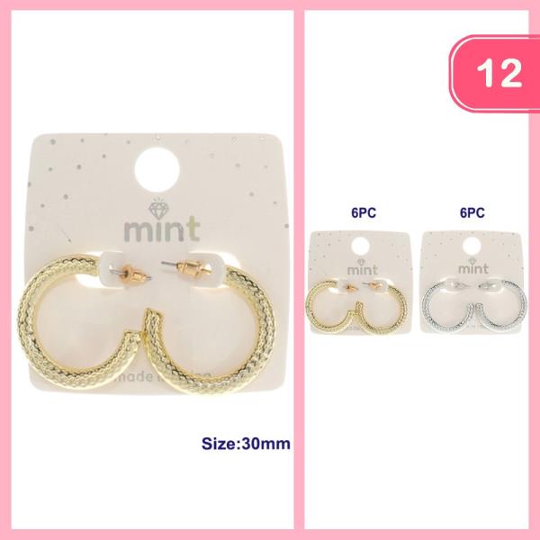 TEXTURED HOOP EARRING (12 UNITS)