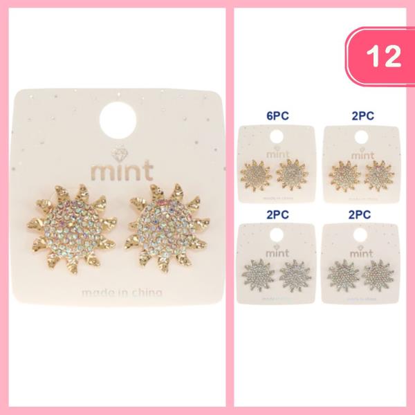 RHINESTONE SUN EARRINGS (12 UNITS)