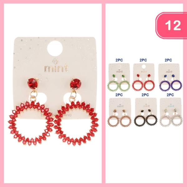ROUND RHINESTONE EARRING (12 UNITS)