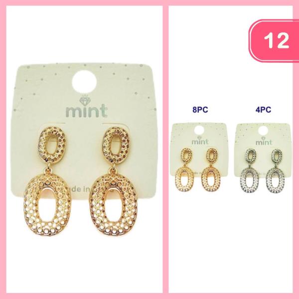 TEXTURED DANGLE EARRINGS (12 UNITS)
