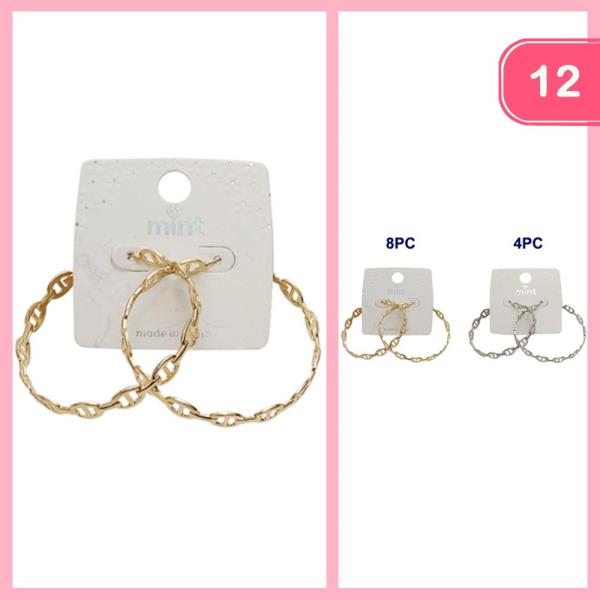 LINK CHAIN HOOP EARRING (12 UNITS)