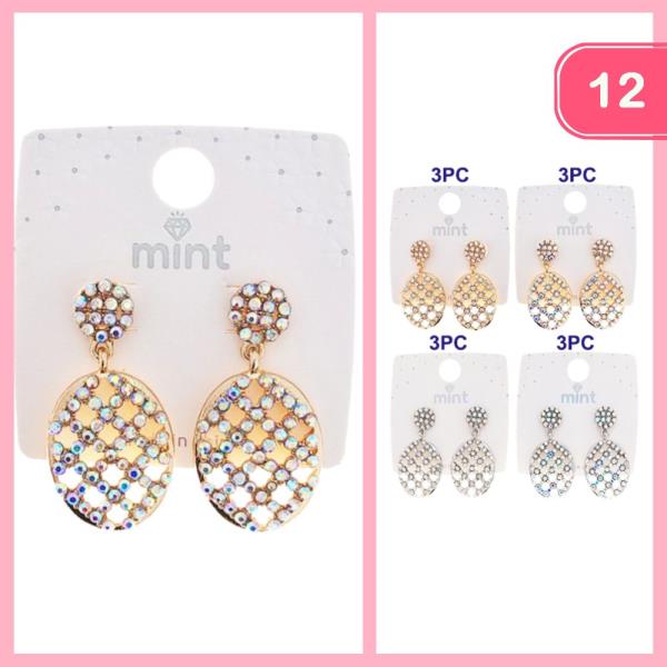 RHINESTONE DANGLE EARRINGS (12 UNITS)