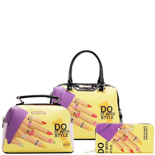NICOLE LEE NAIL POLISH 3 PIECE SET (HANDBAG, CROSSBODY, WALLET)