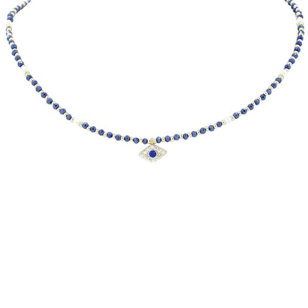 GLASS BEAD EVIL EYE PENDANT NECKLACE