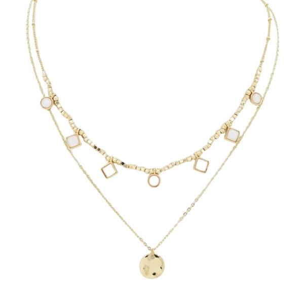 2 LAYERED METAL CHAIN PENDANT NECKLACE