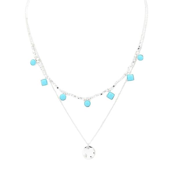 2 LAYERED METAL CHAIN PENDANT NECKLACE