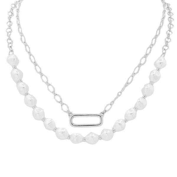 PEARL 2 LAYERED METAL CHAIN NECKLACE