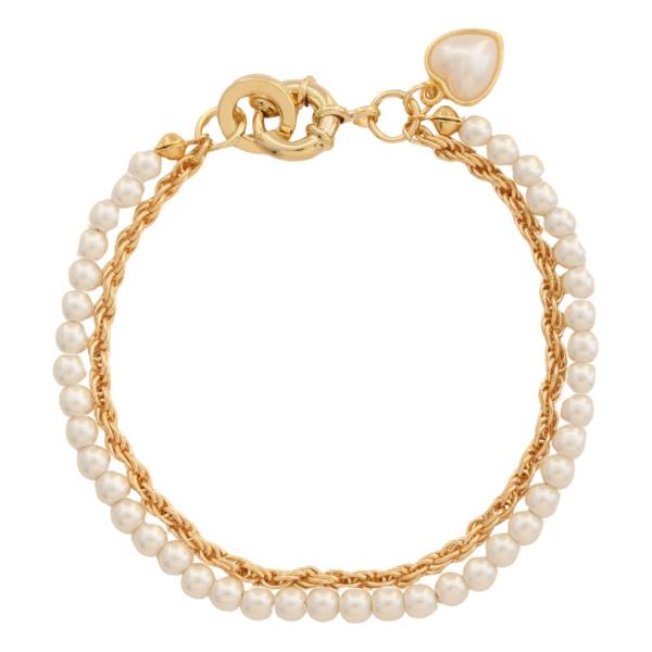 SODAJO PEARL BEAD ROPE LINK LAYERED GOLD DIPPED BRACELET