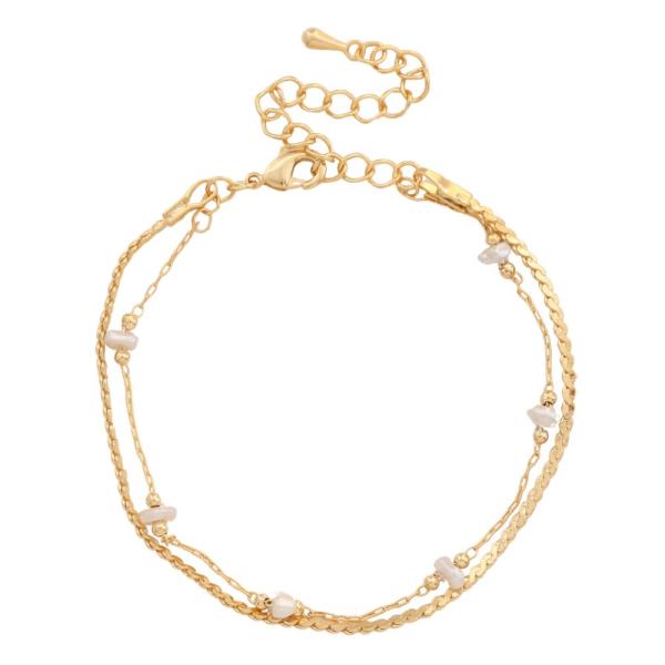 SODAJO PEARL BEAD LAYERED GOLD DIPPED BRACELET