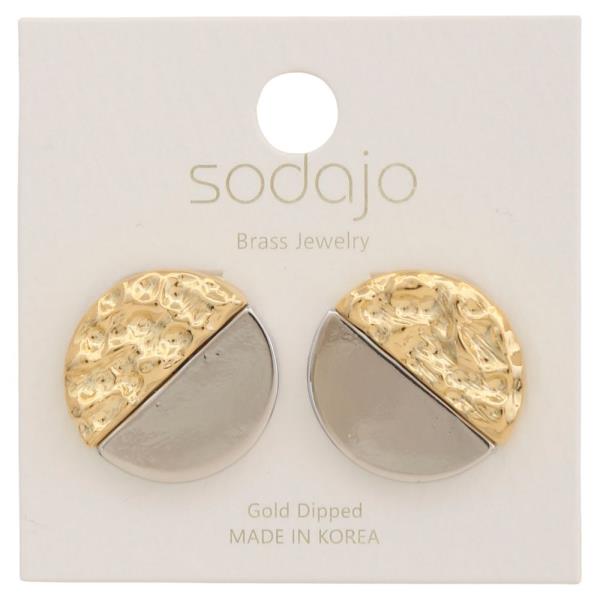SODAJO TWO TONE ROUND GOLD DIPPED EARRING