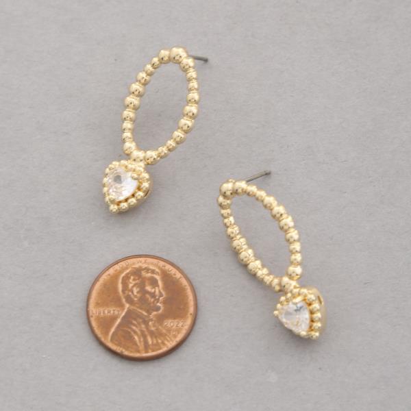 SODAJO OVAL CZ HEART LINK GOLD DIPPED EARRING