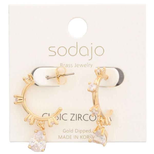 SODAJO CZ TEARDROP OPEN HOOP EARRING