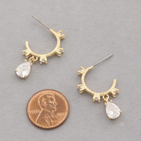 SODAJO CZ TEARDROP OPEN HOOP EARRING