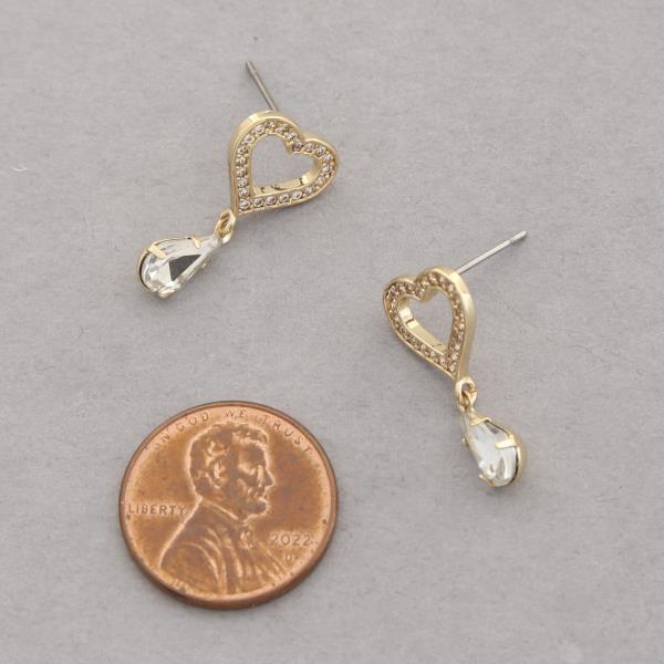 SODAJO CZ HEART TEARDROP LINK GOLD DIPPED EARRING