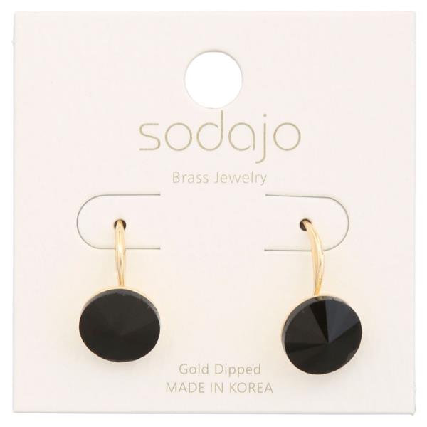 SODAJO ROUND STONE GOLD DIPPED EARRING