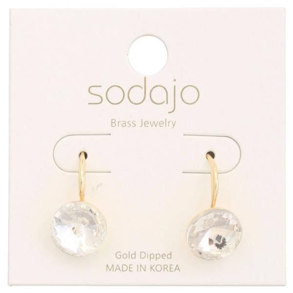 SODAJO ROUND STONE GOLD DIPPED EARRING