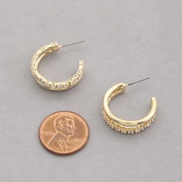 SODAJO CZ DOUBLE HOOP GOLD DIPPED EARRING