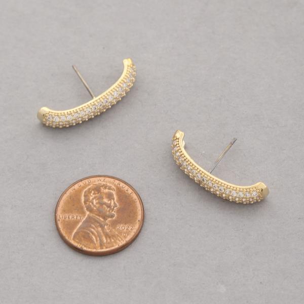 SODAJO CZ CURVE METAL BAR GOLD DIPPED EARRING