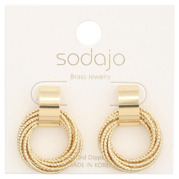 SODAJO METAL BAR ROUND GOLD DIPPED EARRING