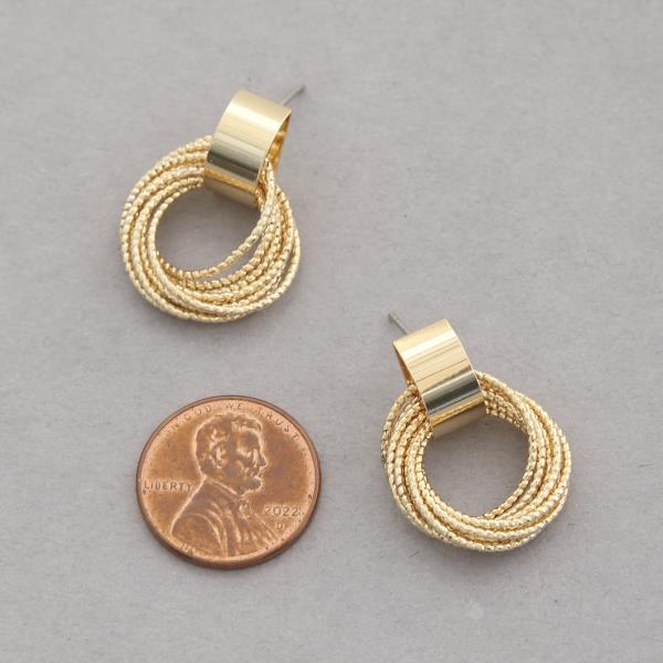 SODAJO METAL BAR ROUND GOLD DIPPED EARRING