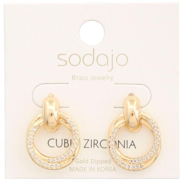 SODAJO DOUBLE CIRCLE CZ GOLD DIPPED EARRING