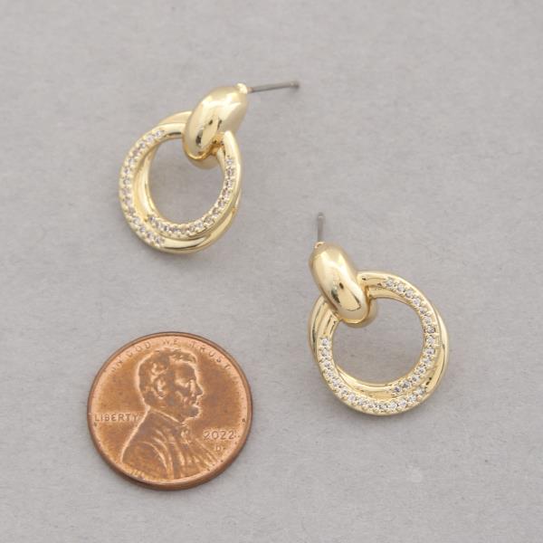 SODAJO DOUBLE CIRCLE CZ GOLD DIPPED EARRING