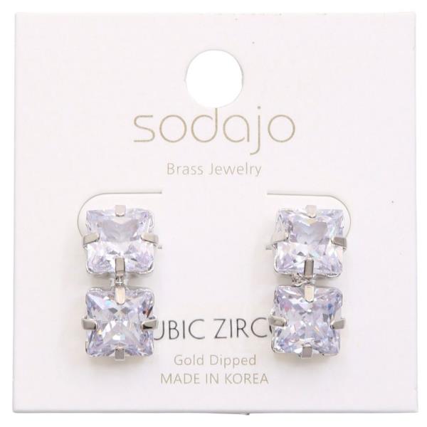 SODAJO DOUBLE CZ GOLD DIPPED EARRING