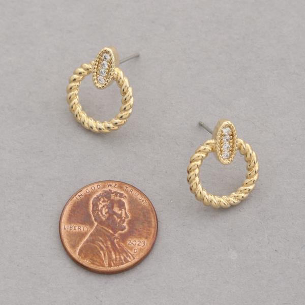 SODAJO CZ OVAL TWISTED CIRCLE GOLD DIPPED EARRING