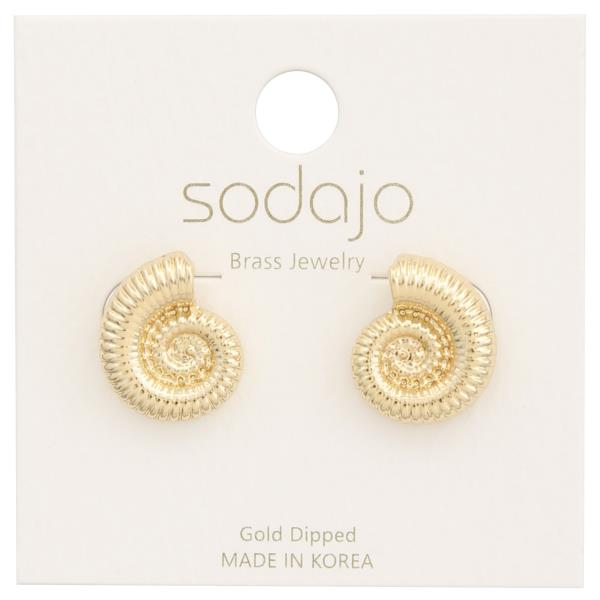 SODAJO SEASHELL METAL GOLD DIPPED EARRING