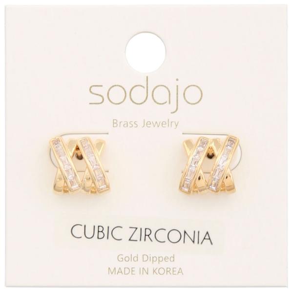 SODAJO CZ CRISS CROSS GOLD DIPPED EARRING