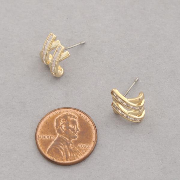 SODAJO CZ CRISS CROSS GOLD DIPPED EARRING