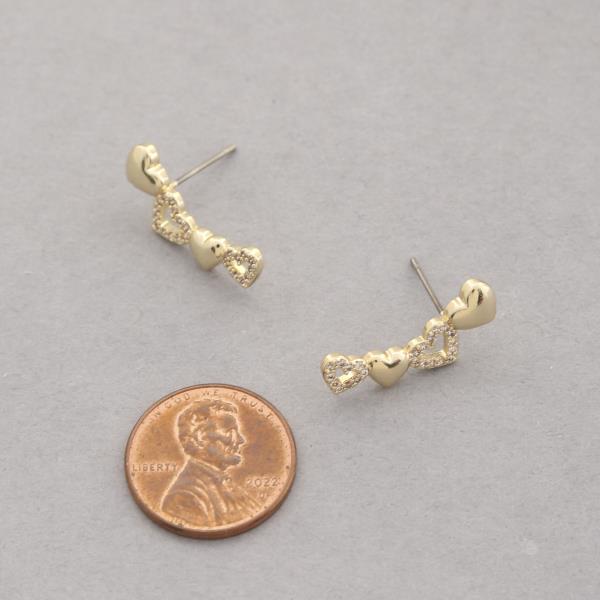 SODAJO HEART LINK CZ GOLD DIPPED EARRING