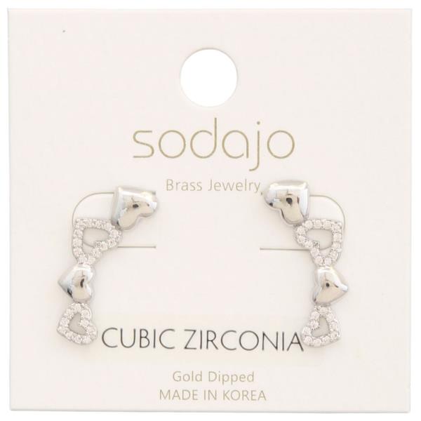 SODAJO HEART LINK CZ GOLD DIPPED EARRING