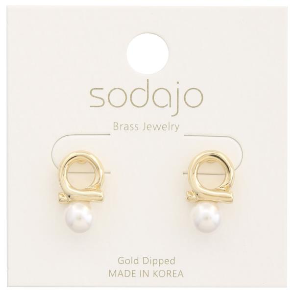 SODAJO PEARL BEAD METAL GOLD DIPPED EARRING
