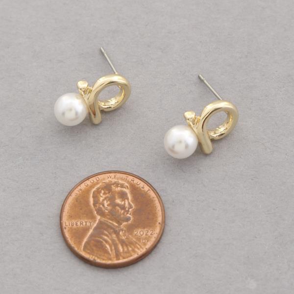 SODAJO PEARL BEAD METAL GOLD DIPPED EARRING