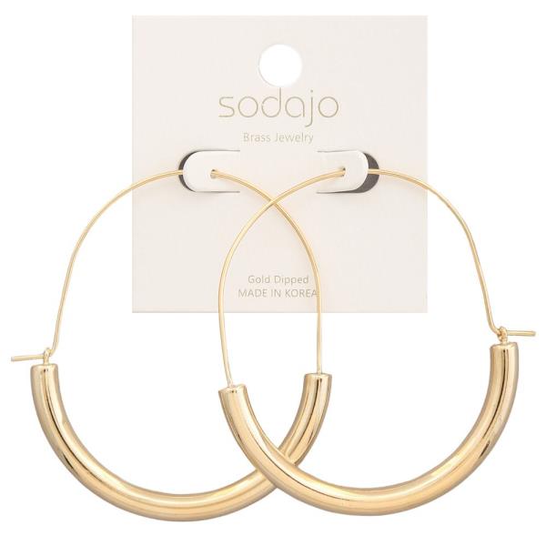 SODAJO GOLD DIPPED METAL OVAL HOOP EARRING