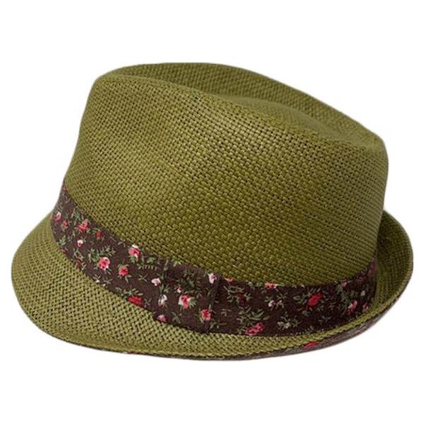 STRAW FEDORA W/FLOWER BAND
