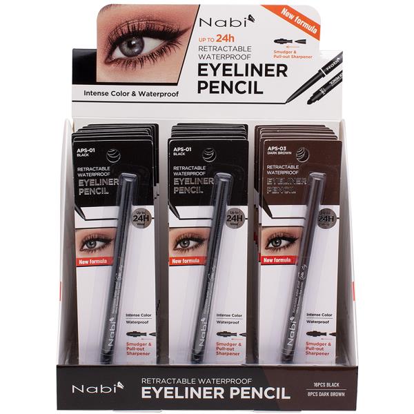 NABI 24H RETRACTABLE WATERPROOF EYELINER PENCIL (24 UNITS)