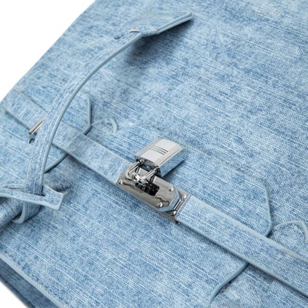 3IN1 DENIM TEXTURED SATCHEL WITH MATCHING BAG AND WALLET SET