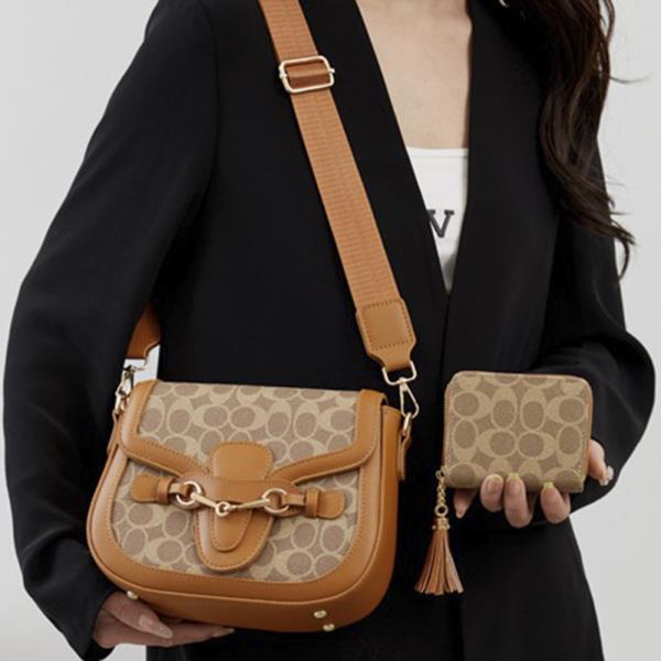 2IN1 CHIC OVAL PATTERN CROSSBODY W WALLET SET