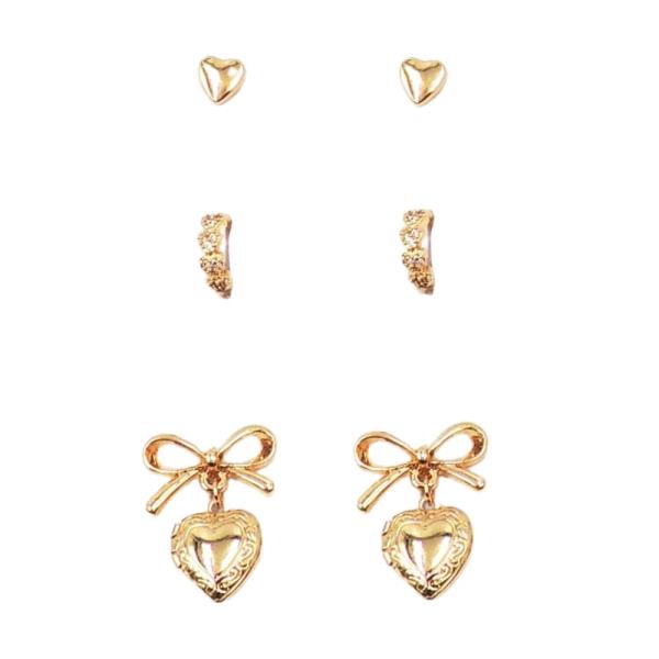 BOW HEART EARRING SET