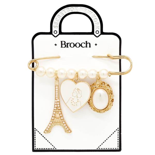 EIFFEL TOWER HEART OVAL BROOCH