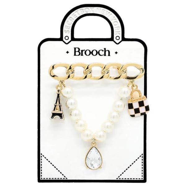 TEARDROP PEARL BEAD BROOCH