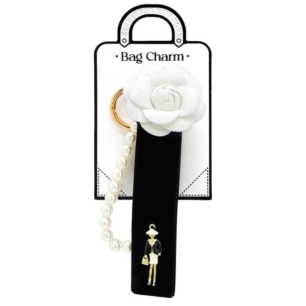FLOWER PEARL BEAD BAG CHARM KEYCHAIN