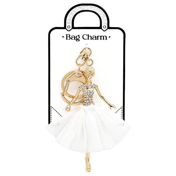 LADY WITH DRESS BAG CHARM KEYCHAIN