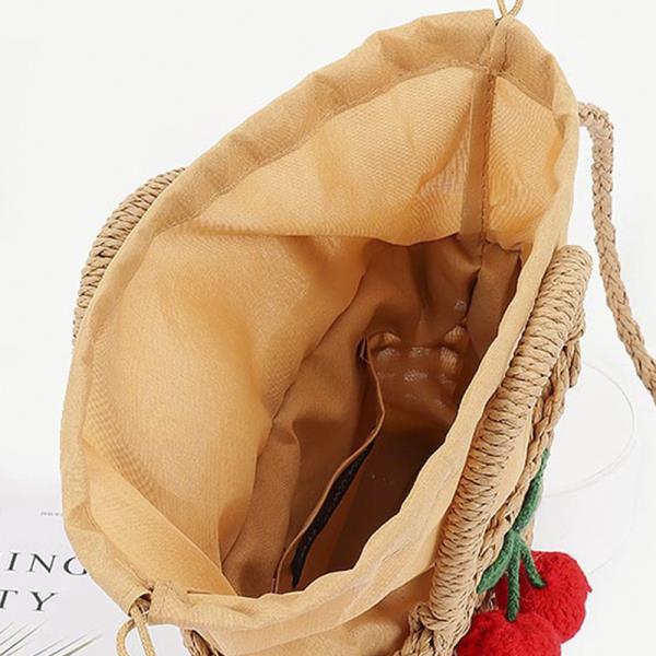 FAUX STRAW HANDMADE CHERRY CROSSBODY BAG