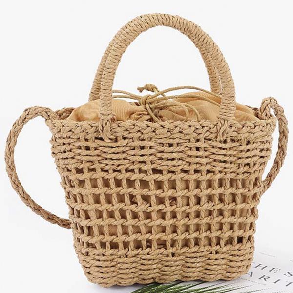 FAUX STRAW HANDMADE CHERRY CROSSBODY BAG