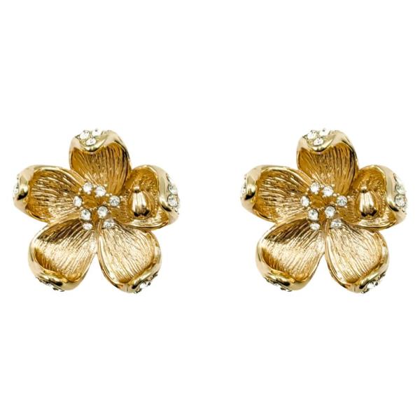 FLOWER METAL RHINESTONE EARRING