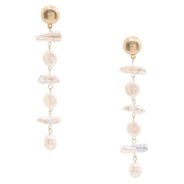 PEARL BEAD LINK DANGLE EARRING